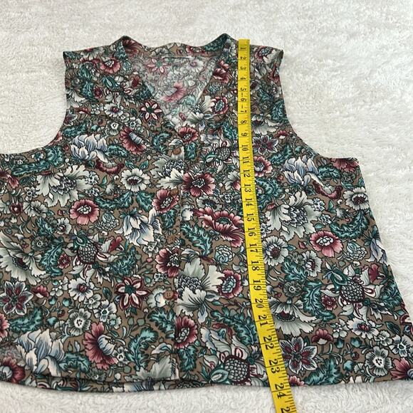 Vintage 60s 70s Ship n' Shore floral print Vest and skirt suit, 14 - Picture 6 of 12